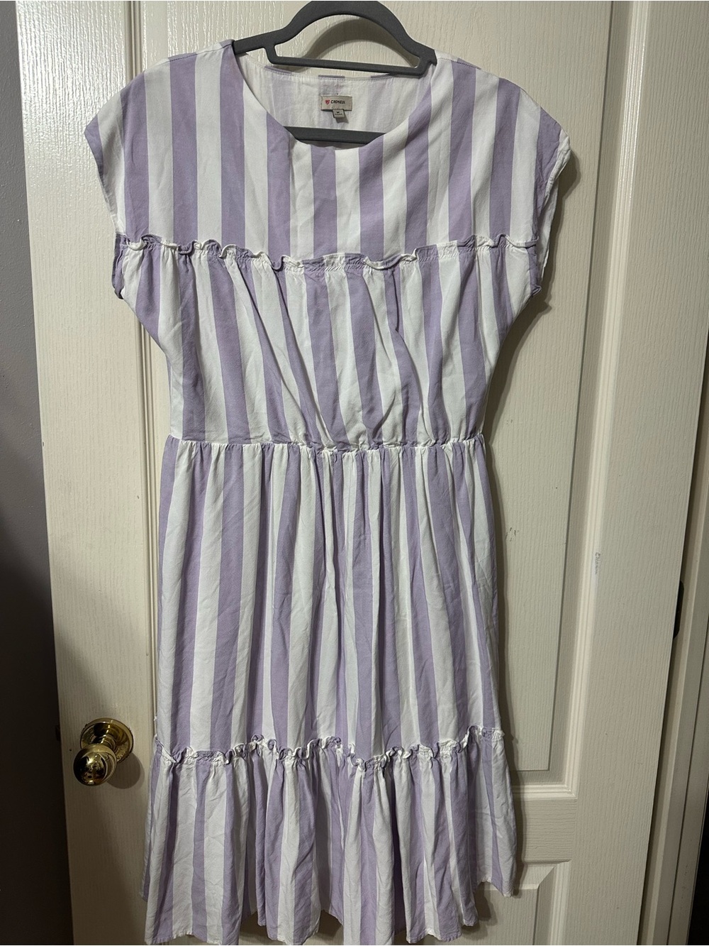Daniel Cremieux Lavender and White Striped Cotton Dress
